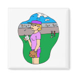 Girl spitting pitcher magnet