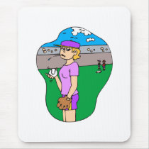 Girl spitting pitcher mousepad
