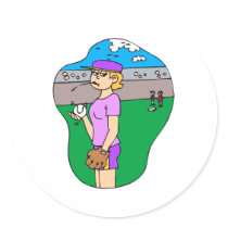 Girl spitting pitcher stickers