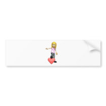 girl stepping on heart bumper stickers