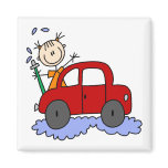 Girl Stick Washing Car Magnet