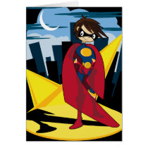 Girl Superhero in City Scene cards