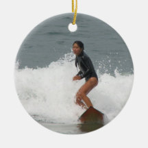 Girl Surfing Ornament