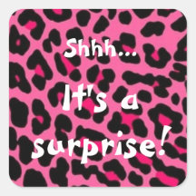 Girl Surprise Party Pink Leopard Print Stickers