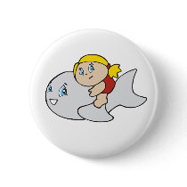 Girl Swimming with Dolphin buttons