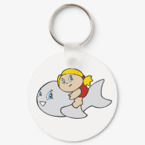 Girl Swimming with Dolphin keychains