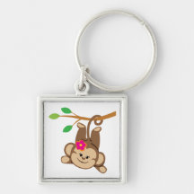 Girl Swinging Monkey Keychains