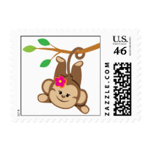 Girl Swinging Monkey Postage