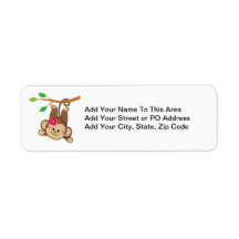 Girl Swinging Monkey Return Address Label