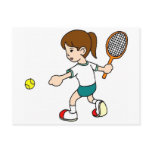 Girl Swings Tennis Racquet Post Card