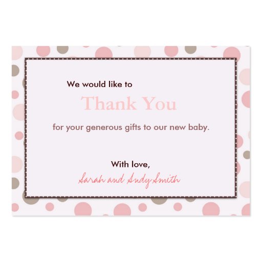 Girl Thank You Note Business Cards (back side)