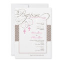 Girl Twins Damask Baptism Invitation invitation