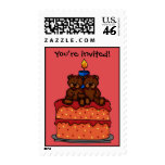 girl twins on birthday cake postage