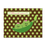 Girl Twins Peas in a Pod Baby Shower Thank You postcards