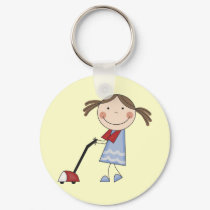 Girl Vacuuming Tshirts and Gifts keychains