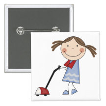Girl Vacuuming Tshirts and Gifts Pinback Buttons