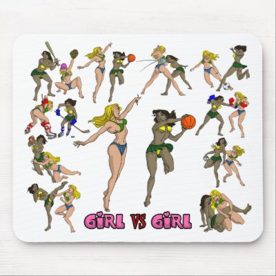 Girl Vs. Girl Basketball Mouse Pad by nassosvakalis