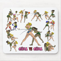 Girl Vs. Girl Fencing Mouse Pad mousepads by nassosvakalis Girl Vs. Girl Fencing Mouse Pad mousepads