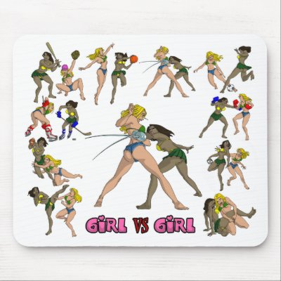 Girl Vs. Girl Fencing Mouse Pad by nassosvakalis