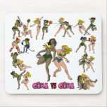 Girl Vs. Girl Hand Ball Mouse Pad