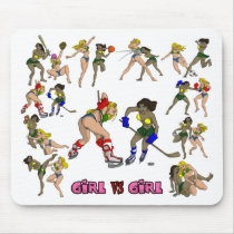 Girl Vs. Girl Hockey Mouse Pad mousepads by nassosvakalis Girl Vs. Girl Hockey Mouse Pad mousepads