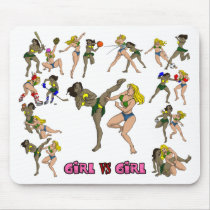 Girl Vs. Girl Kick Boxing Mouse Pad mousepads by nassosvakalis Girl Vs. Girl Kick Boxing Mouse Pad mousepads