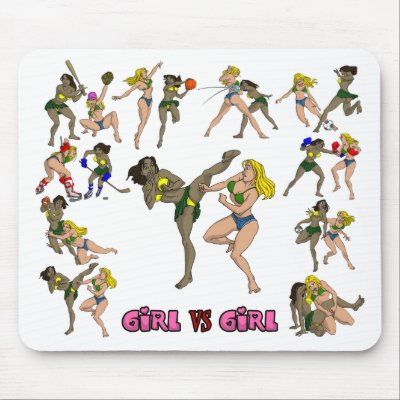 Girl Vs. Girl Kick Boxing Mouse Pad by nassosvakalis