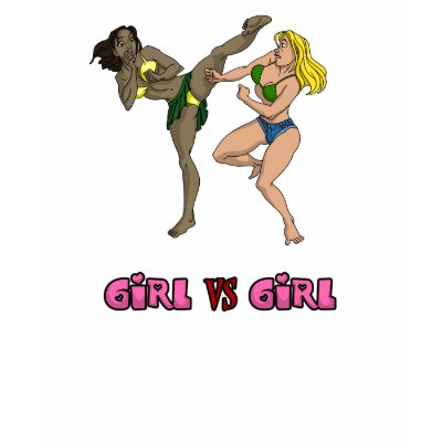 Girl Vs. Girl Kick boxing Tshirt by nassosvakalis