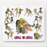 Girl Vs. Girl Wrestling Mouse Pad