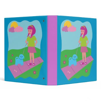 Girl Walking Dog Vinyl Binder by toxiferous