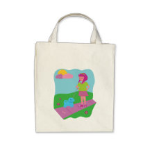 Girl Walking Dog Canvas Bag