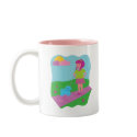 Girl Walking Dog mugs
