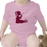 Girl wishing and blowing a dandelion flower baby bodysuits