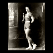 Girl with a basketball trophy posters