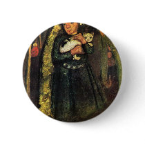 Girl With A Cat In The Birch Forest By Modersohn- Pinback Buttons