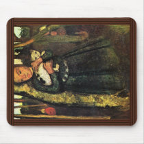 Girl With A Cat In The Birch Forest By Modersohn- Mouse Pad
