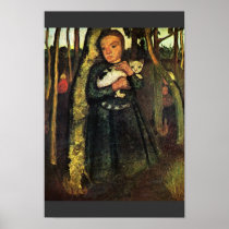 Girl With A Cat In The Birch Forest By Modersohn- Posters