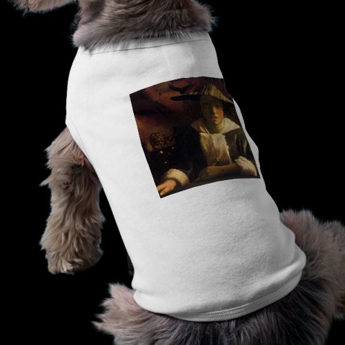 Girl with a flute by Johannes Vermeer Dog Tee