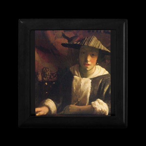 Girl with a flute by Johannes Vermeer Keepsake Boxes