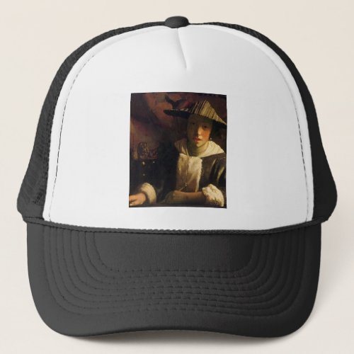 Girl with a flute by Johannes Vermeer Mesh Hat