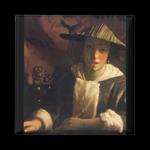 Girl with a flute by Johannes Vermeer Fridge Magnets