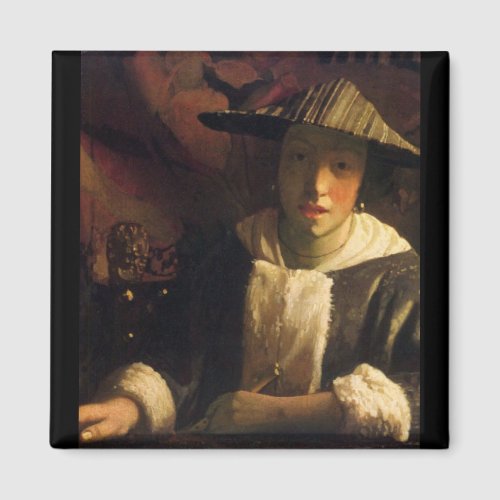 Girl with a flute by Johannes Vermeer Fridge Magnets