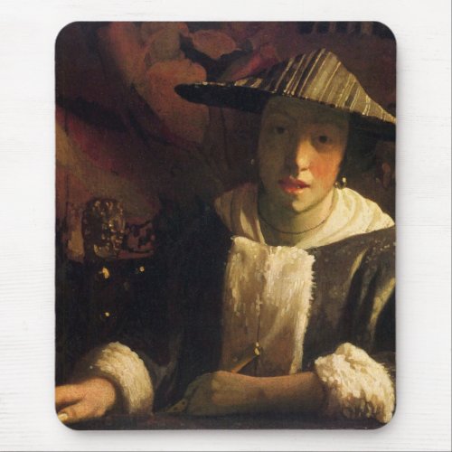 Girl with a flute by Johannes Vermeer Mousepads