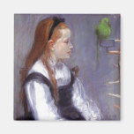Girl with a Parakeet Fridge Magnet