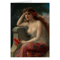 Girl with a Poppy Greeting Card