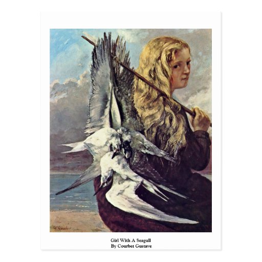 Girl With A Seagull By Courbet Gustave Post Card