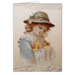 Girl with Baby Ducklings Greeting Card