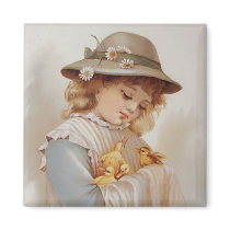 Girl with Baby Ducks magnets