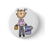 Girl With Backpack Button