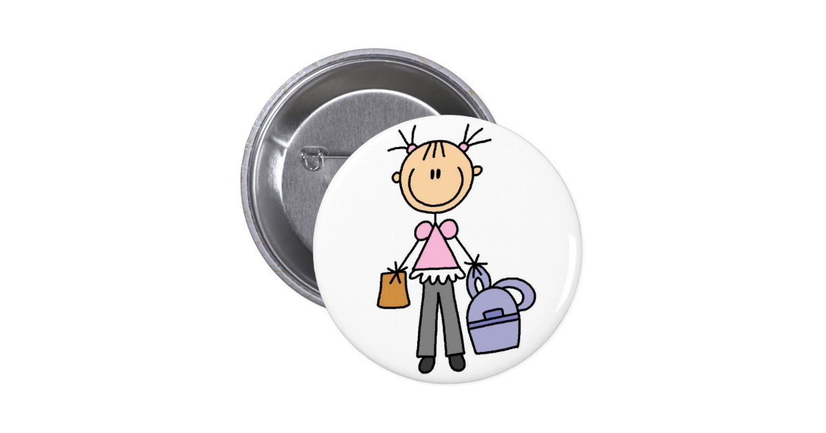 Girl With Backpack Button Zazzle